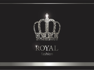 Silver crown. Luxury label, emblem or packing. Logo design.