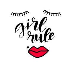 Girls rule lettering. Design element for T-shirt, interior poster.