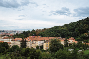 Fototapeta na wymiar Cityscape of Prague with Petrin Hill