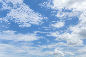white clouds on the blue sky.