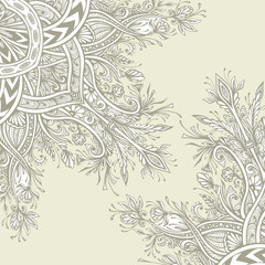 Background from Vintage Abstract floral ornament in beige colors  Zen tangle style made by trace for creative design or for decoration different things. East Arabic motive.