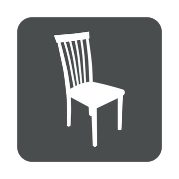 Icono plano silueta silla en cuadrado gris