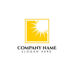 Sunrise sunshine logo template. Vector illustration Icon Logo Template Sun over horizon