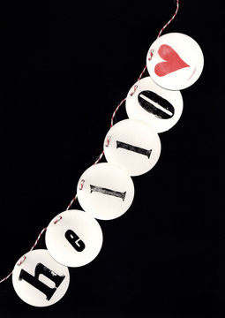 Typo Girlanden Garlands Hand Stamped DIY Hello Wood Letter Old Vintage Retro Rough Black Red Round Heart Love by Typo Graphic Design Viergutz 