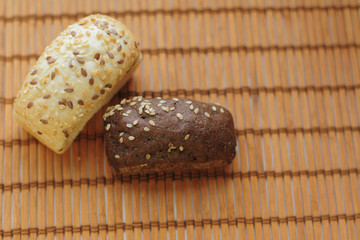 fresh mini bread on wooden backround