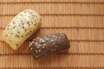 fresh mini bread on wooden backround