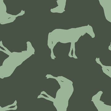 Seamless pattern. Silhouette of horse.