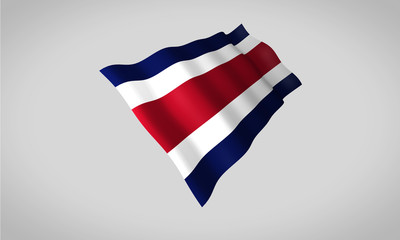 Amazing 3d perspective isolated Costa Rica waving flag  blowing in the wind.  Make easy selection in photoshop paths panel, path embedded as metadata.