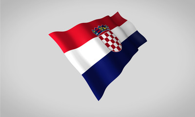 Amazing 3d perspective isolated Croatia waving flag  blowing in the wind.  Make easy selection in photoshop paths panel, path embedded as metadata.