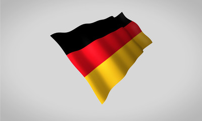 Amazing 3d perspective isolated Germany waving flag  blowing in the wind.  Make easy selection in photoshop paths panel, path embedded as metadata.