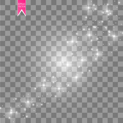 Glow light effect. Vector illustration. Christmas flash. dust