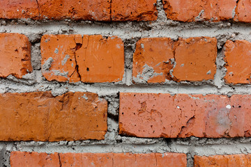 Old Red Brick Wall Texture Background. close up