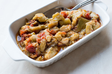 Turkish Appetizer Food Eggplant / Aubergine Salad with Olive Oil / Patlican Ezmesi