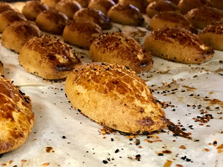 Turkish Pastries Pogaca on Tray.