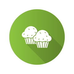 Cupcakes flat design long shadow glyph icon
