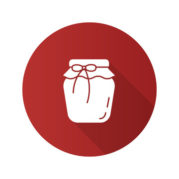 recommend clip art: Strawberry jam jar flat design long shadow glyph icon
