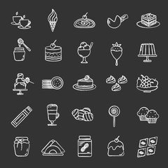 Confectionery chalk icons set