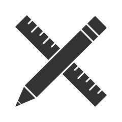 Ruler and pencil glyph icon