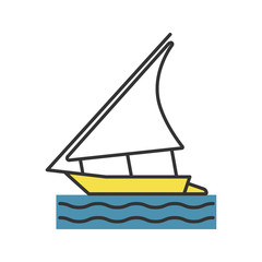 Sailing boat color icon