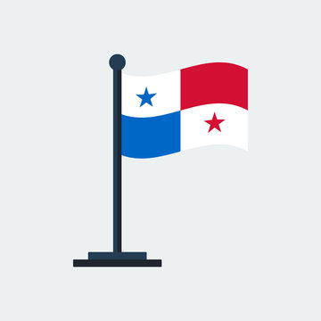 Flag Of Panama.Flag Stand. Vector Illustration