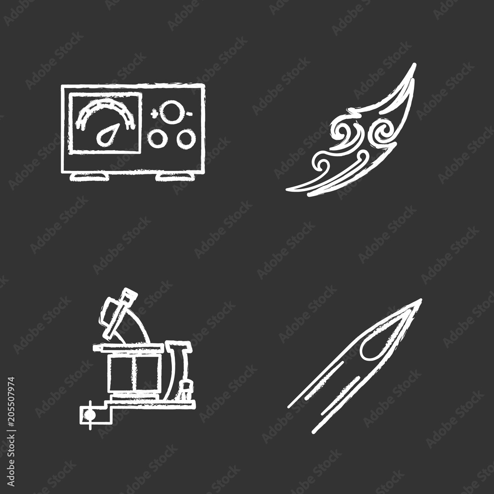 Canvas Prints Tattoo studio chalk icons set