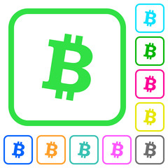 Bitcoin digital cryptocurrency vivid colored flat icons