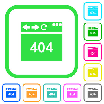 Browser 404 page not found vivid colored flat icons