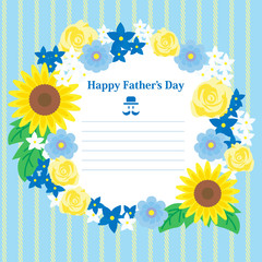 父の日メッセージカード（花、バラ、ひまわり）