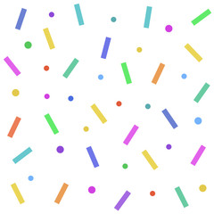 Seamless abstract pattern of colored glaze with confetti on a white background. Vector texture for ice cream, bakery products, food decoration.