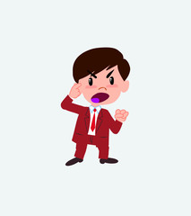 Businessman screams angry in aggressive attitude.