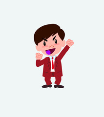 Businessman cheering enthusiastically.
