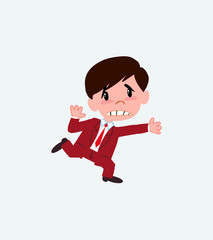 Businessman runs alarmed.