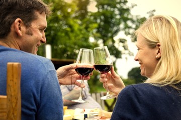 Friends enjoying a dinner in the garden