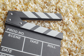 Movie Clapper Board in popcorn