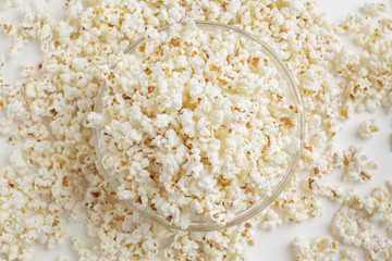 Tasty salted popcorn in bowl