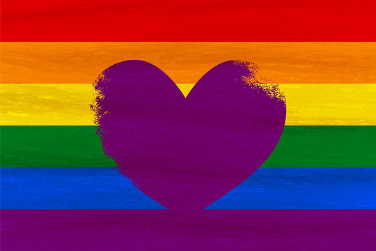 Lesbian, gay, bisexual, transgender LGBT pride flag. Rainbow flag. Gay and lesbian love. Watercolor imitation