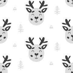 Nursery Childish Seamless Pattern Background With Deers