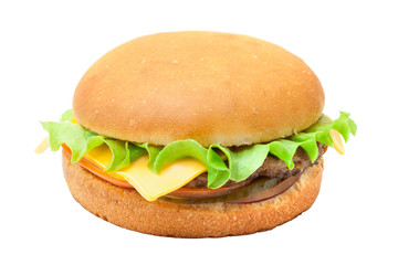 Cheesburger with lettuce salad