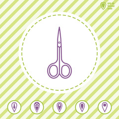 Nail scissors line vector icon. Flat design style. 