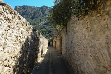 Medieval fortress walls in Villefranche-De-Conflent, France