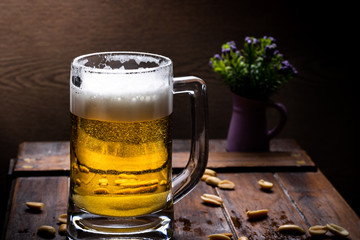 Glasses of light and dark beer