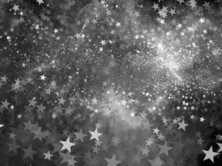 Glowing star bokeh background black and white texture
