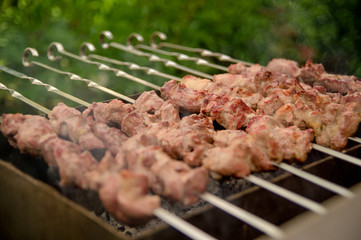 shashlik on the BBQ, meat on the bbq