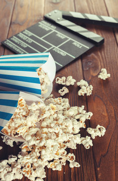 Movie Clapper Board in popcorn