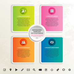 Modern infographics template with set of icons and sample text