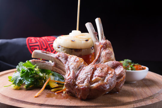 Grilled lamb meat