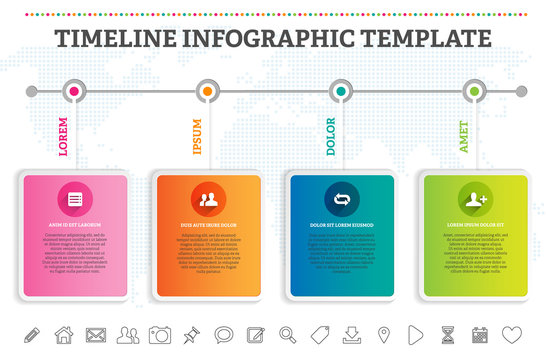 Modern timeline infographic template with set of icons
