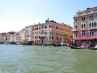 20.06.2017, Venice, Italy: View of historic buildings and canals from gondola