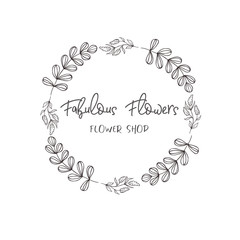 Floral line frame for a text.