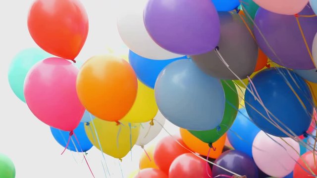 Festive balloons fastened together 
